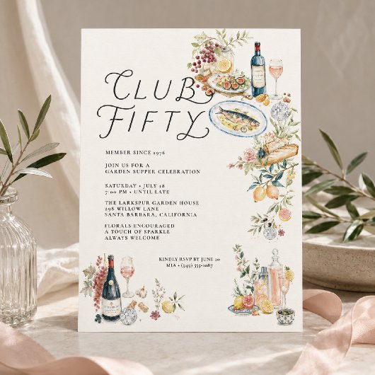 Club Fifty ガーデンサパー 50歳の誕生日招待状 招待状
