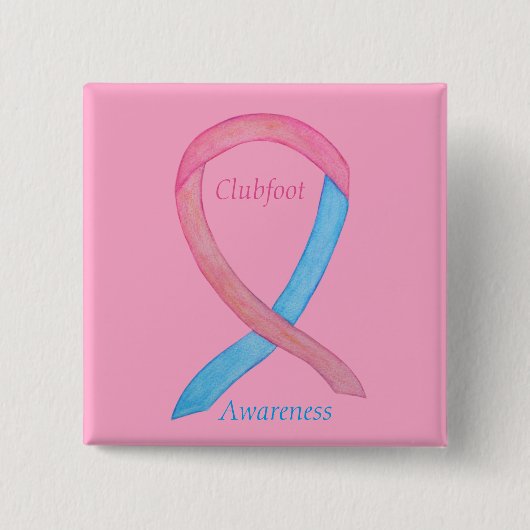Clubfoot認識度リボンカスタムピンボタン 缶バッジ (正面)