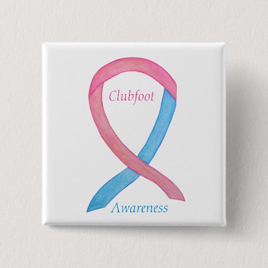 Clubfoot認識度リボンカスタムピンボタン 缶バッジ (正面)