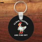 Cluck Around And Find Out Fun Christmas Chicken  キーホルダー (正面)