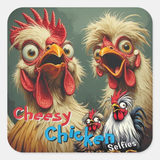  “Cluckin' Around” May & John Selfie Sticker スクエアシール (正面)