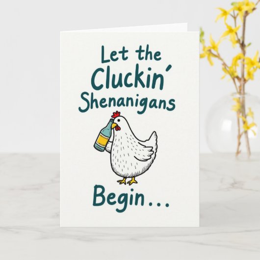 Cluckin Shenanigans Funny Chicken Card カード (黄色い花)