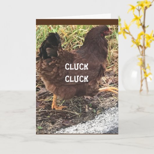 "CLUCKING CHICKEN SAY HAPPY BIRTHDAY" カード (黄色い花)