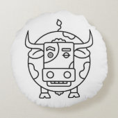 Clueless Bull Abstract Round Pillow ラウンドクッション (裏面)