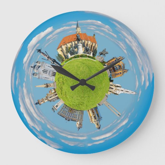 cluj napoca cityルーマニアlittle planet landmark ラージ壁時計 (正面)