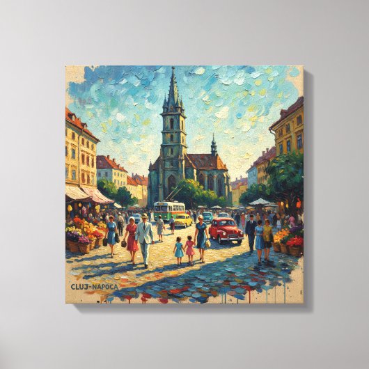 Cluj-Napoca Market Square Canvas Art キャンバスプリント (正面)