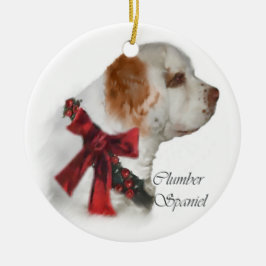 Clumberスパニエル犬のクリスマスのギフトのオーナメント セラミックオーナメント