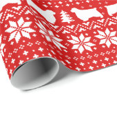 Clumberスパニエル犬のクリスマスのセーターパターン赤 ラッピングペーパー (ロールコーナー)