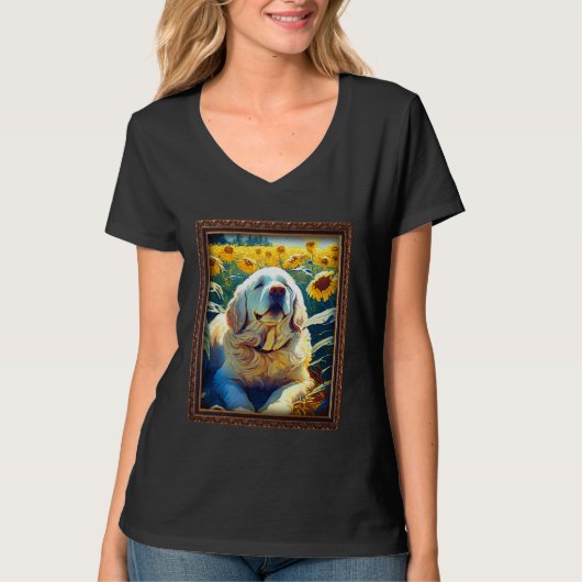 Clumber Spaniel Painting Sunflower Flower Mom Wome Tシャツ (正面)