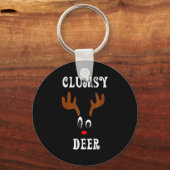 Clumsy Christmas Reindeer Angler Hunt Deer Elk  キーホルダー (正面)
