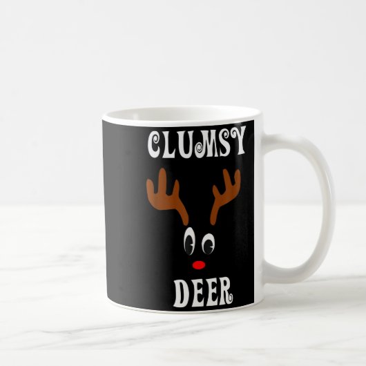 Clumsy Christmas Reindeer Angler Hunt Deer Elk  コーヒーマグカップ (右)