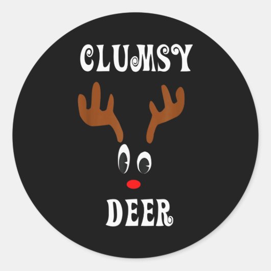 Clumsy Christmas Reindeer Angler Hunt Deer Elk  ラウンドシール (正面)