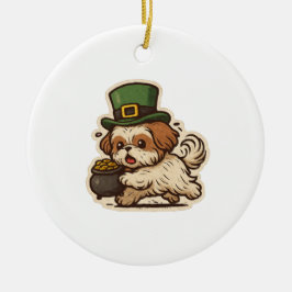 Clumsy Shih Tzu Leprechaun St.Patrick's Day セラミックオーナメント