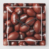 Clustered Football Sports  スクエア壁時計 (正面)