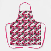 Clustered Red And Pink Roses On A Stark White  エプロン (正面)