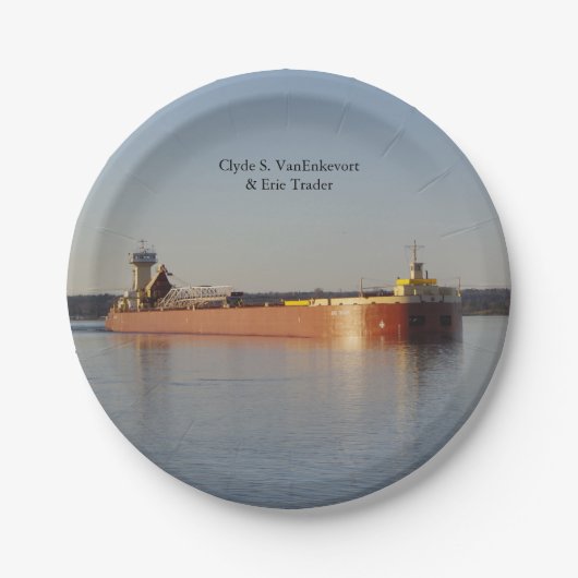 Clyde S. VanEnkevort号とErie Trader紙皿 ペーパープレート (正面)