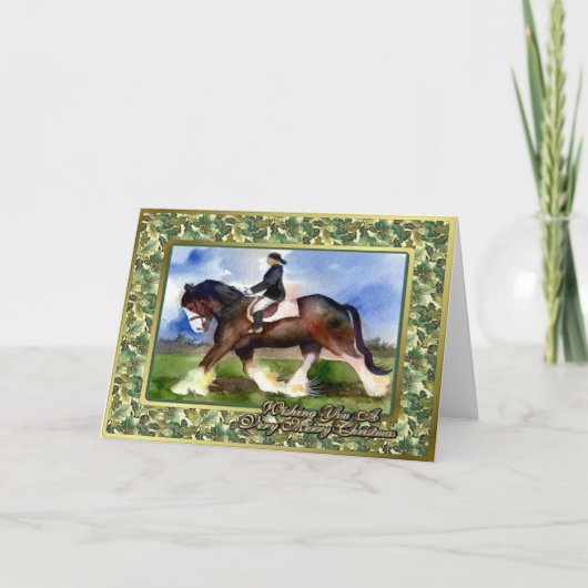 Clydesdaleのばん馬のブランクのクリスマスカード シーズンカード (正面)