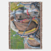 Clydesdale Horse荷車を引くフォトウマ科のギフト スローブランケット (正面縦)