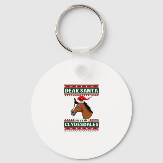 Clydesdale Horse Christmas Ugly Xmas Sweater Eques キーホルダー (正面)