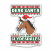 Clydesdale Horse Christmas Ugly Xmas Sweater Eques シール (正面)