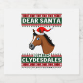 Clydesdale Horse Christmas Ugly Xmas Sweater Eques スパークリングワインラベル (シングルラベル)
