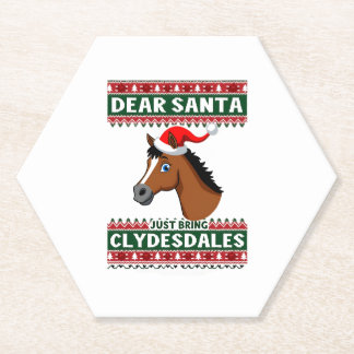 Clydesdale Horse Christmas Ugly Xmas Sweater Eques ペーパーコースター