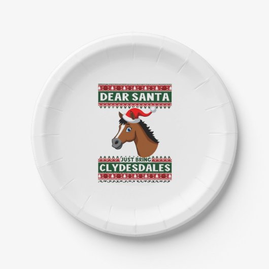 Clydesdale Horse Christmas Ugly Xmas Sweater Eques ペーパープレート (正面)