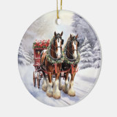 Clydesdale Horses on Ceramic Christmas Ornament セラミックオーナメント (左)