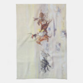 CMラッセルによるバー・トライアングル出身のカウボーイズ キッチンタオル (縦)