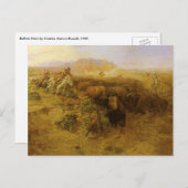 CMラッセルの『インディアンの狩猟』(バッファロー・ハント)、 ポストカード (正面/裏面)