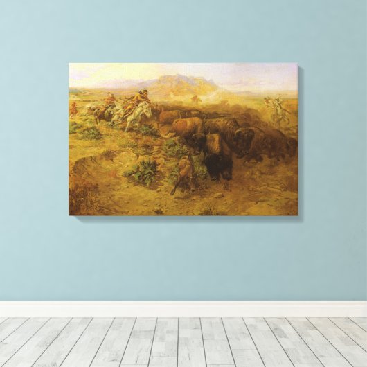 CMラッセルの『インディアンの狩猟』(1900年) キャンバスプリント (インサイチュ (ウッドフロア))