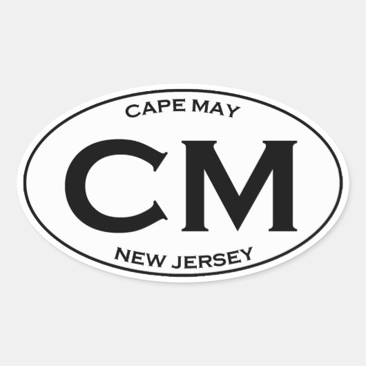 CM - Cape May New Jersey Oval Logo 楕円形シール (正面)