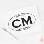 CM - Cape May New Jersey Oval Logo 楕円形シール (封筒)