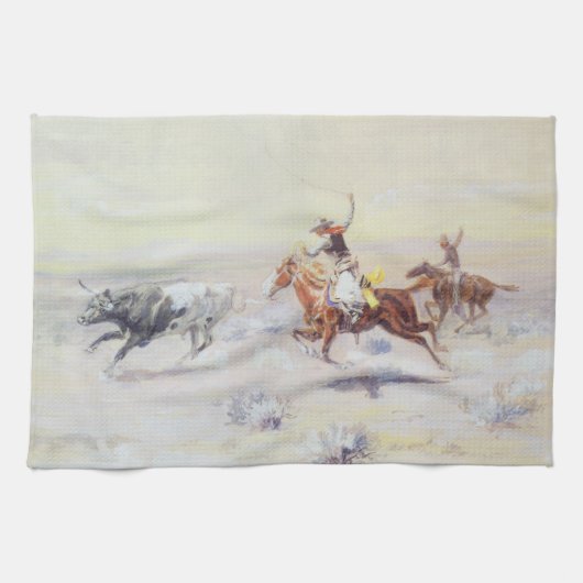 CM Russellによるバー三角形からカウボーイズ キッチンタオル (横)