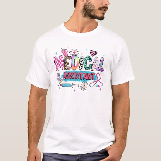 CMA医療アシスタントナースレオパード聴診器 Tシャツ (正面)