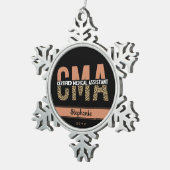 CMA認定カスタム医療助手Leopard スノーフレークピューターオーナメント (右)