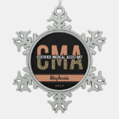 CMA認定カスタム医療助手Leopard スノーフレークピューターオーナメント (正面)