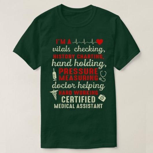 CMA Certified Medical Assistant Chart Assisting Tシャツ (デザイン正面)