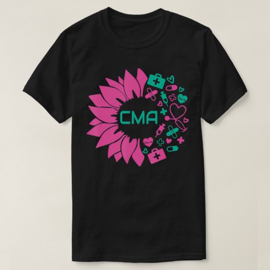 CMA Medical Flower認定医療アシスタントカット Tシャツ (デザイン正面)
