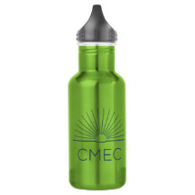 CMECウォーターボトル – 18oz、緑とネイビーロゴ