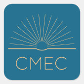 CMECスタンプ – 正方形、桃と青、3"x3" スクエアシール (正面)