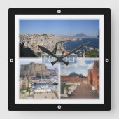 CMP030ナポリ、山ベスビウス、イタリア、セラミックタイル スクエア壁時計 (正面)