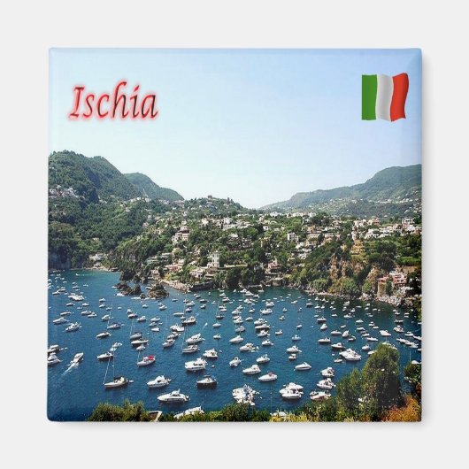 CMP062 ISCHIA，ポート，カンパニア，イタリア，冷蔵庫 マグネット (正面)