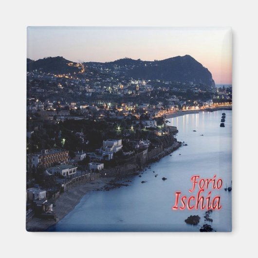 CMP076 ISCHIA, Forio at Twilight,イタリア,冷蔵庫 マグネット (正面)