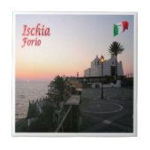 CMP081 ISCHIA, Forio at Sunset，イタリア， タイル (正面)