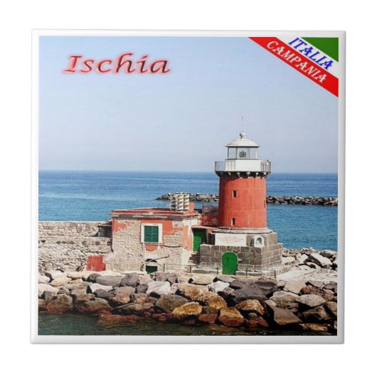 CMP083 ISCHIA,イタリア,灯台, タイル (正面)