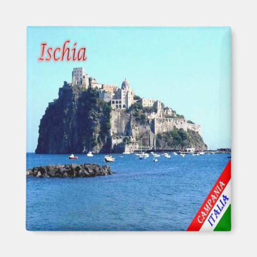 CMP086 ISCHIA, ARAGONESE Castle，イタリア，冷蔵庫 マグネット (正面)