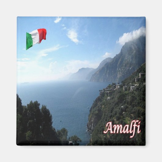 CMP143 AMALFI、パノラマ、イタリア、冷蔵庫 マグネット (正面)