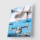 CMV-22Bオスプレイ スクエア壁時計 (傾斜)