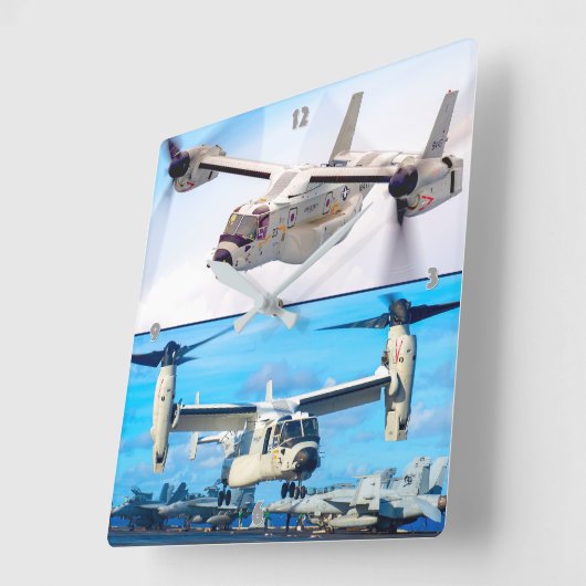 CMV-22Bオスプレイ スクエア壁時計 (傾斜)